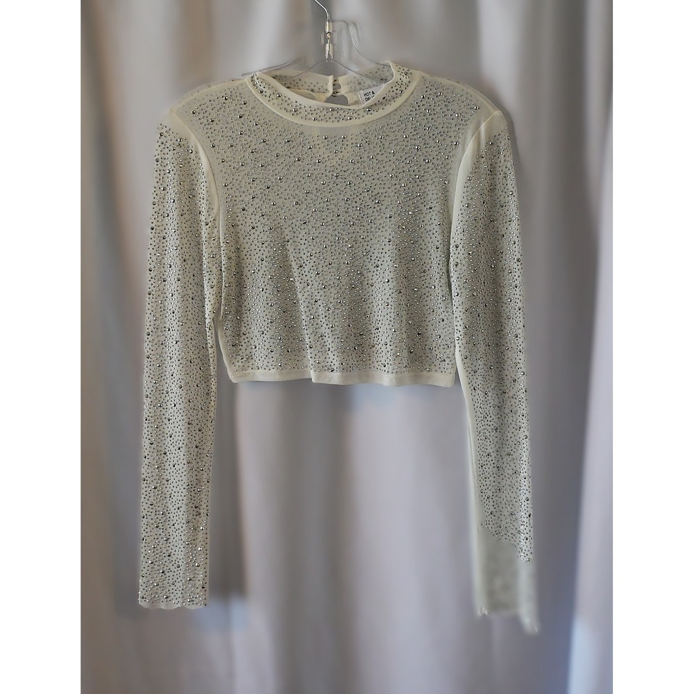Hot & Delicious Rhinestone Mesh Crop Top - Picture 2 of 8